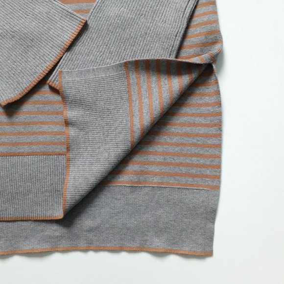 Anthropologie Elise Ribbed Tunic Gray Orange Stripe Off-the-Shoulder Size S - Picture 12 of 15